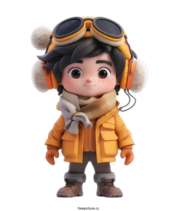 [Transparent Background PNG]Cute Cartoon Boy Wearing Winter Outfit