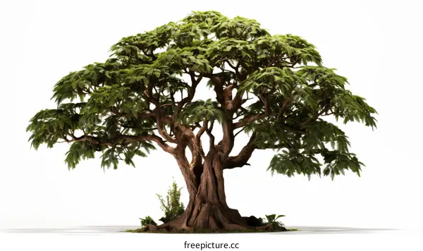 An illustration of a large and detailed tree with green leaves.