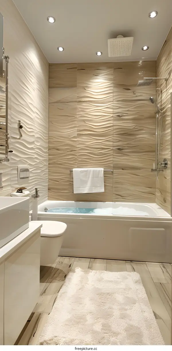 Bathroom With Beige Tiles