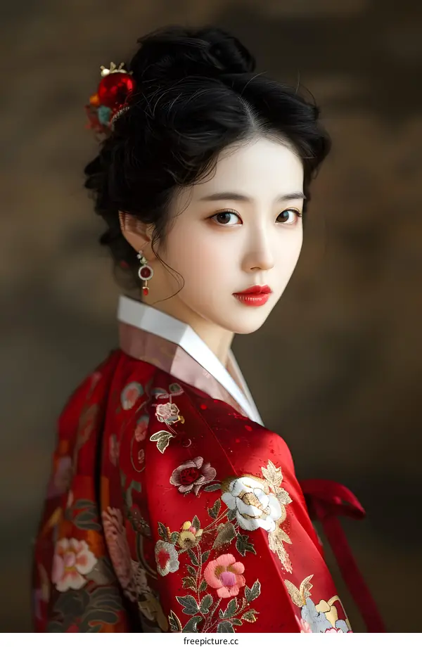 Portrait of a young woman in traditional Chinese clothing