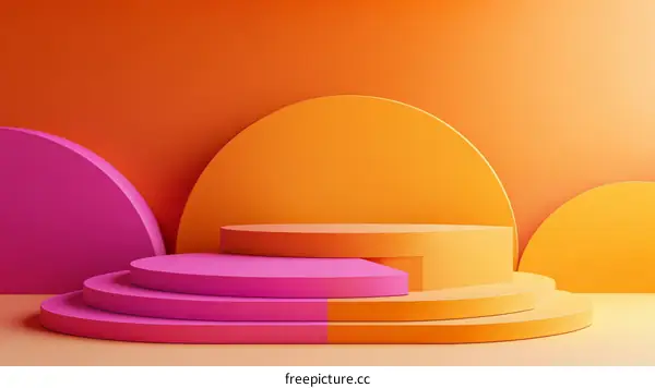 Abstract Geometric Display Podium with Vibrant Colors