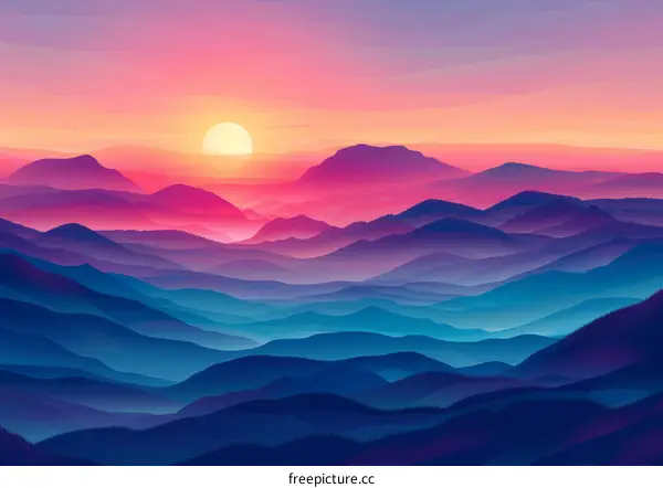 Sunset Mountain Valleys