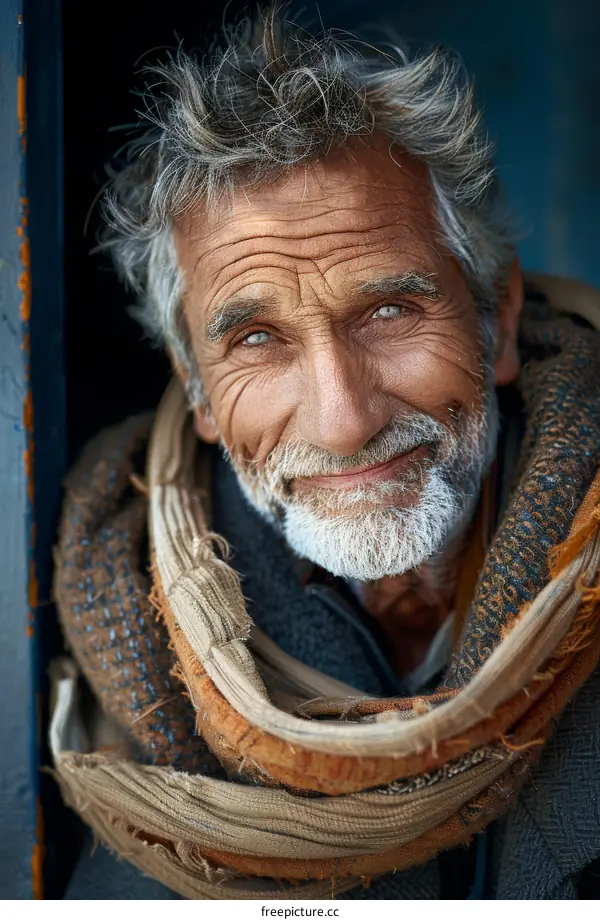 Portrait of an Elderly Man with a Unique Scarf