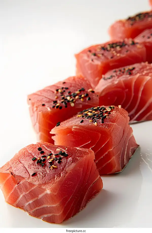 Fresh Tuna Sashimi Cubes with Sesame Seeds