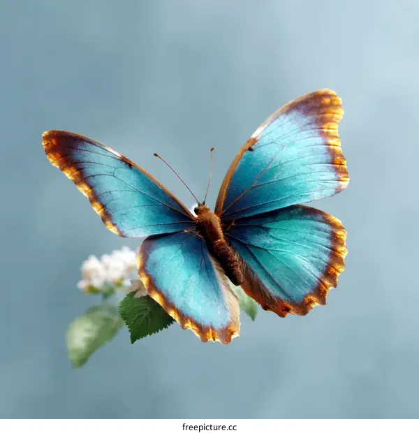 A Beautiful Teal Butterfly in Flight