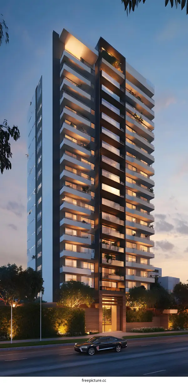 Modern Apartment Building With Balconies