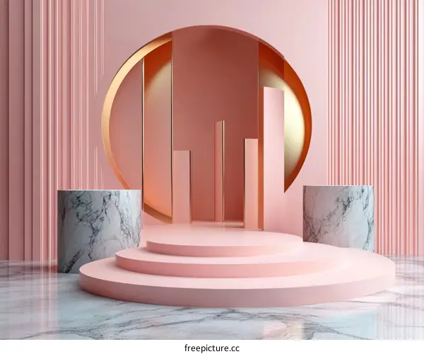 Pink Marble Display Podium Scene