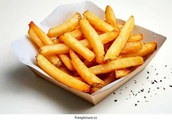 Crispy French Fries in a Paper Container