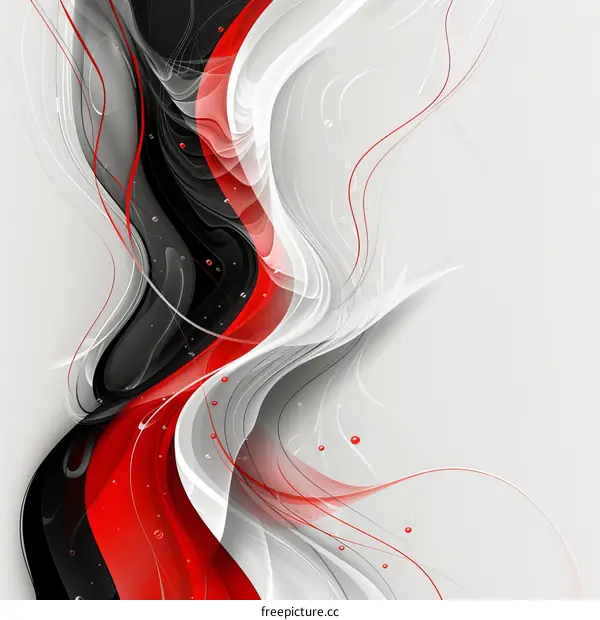 Modern Abstract Painting in Black, Red, and White