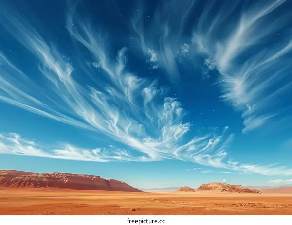 Cirrus Clouds in Arid Landscape