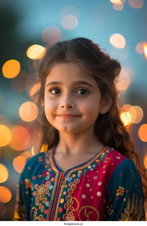 Portrait of a young girl in traditional dress smiling