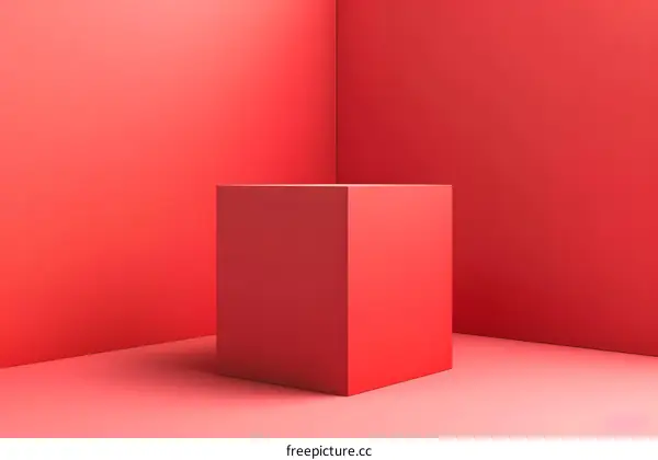 3d rendering of a red cube on a red background