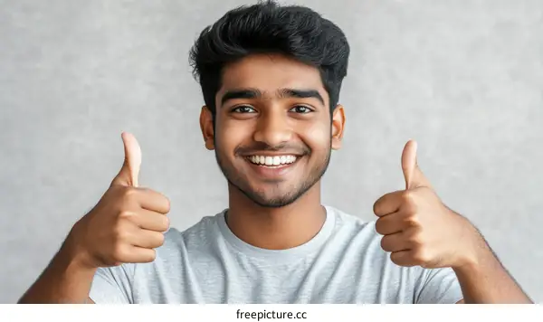 Happy Young Man Giving Thumbs Up