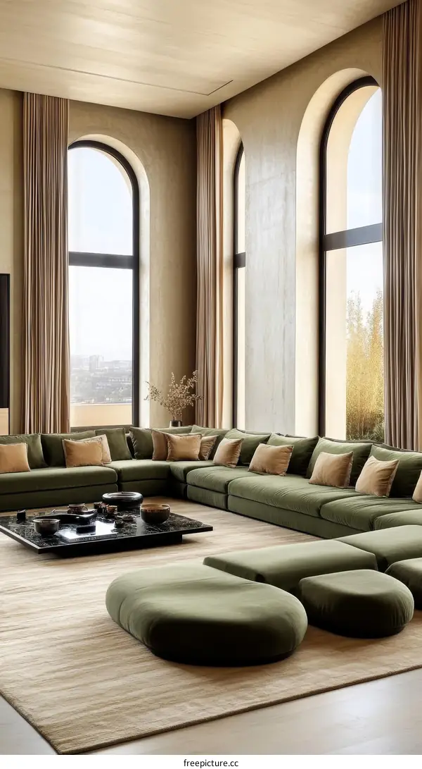 Modern Minimalist Living Room with Large Windows