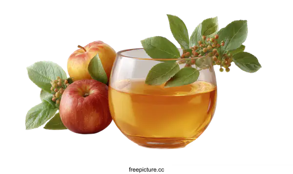 [Transparent Background PNG]Fresh Apple Juice in a Glass Cup