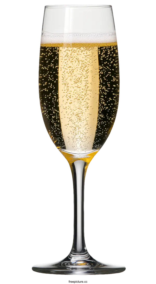 [Transparent Background PNG]Champagne Glass Filled with Sparkling Wine