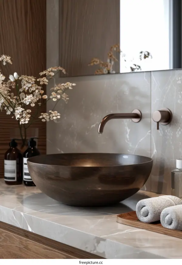 Modern Bathroom Sink with Marble Countertop