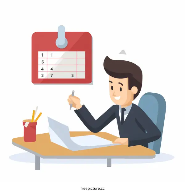 Businessman Planning His Work Schedule And Writing Notes