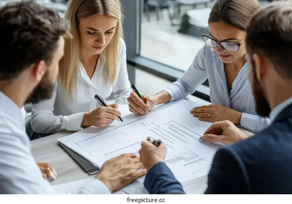 Business People Signing Documents