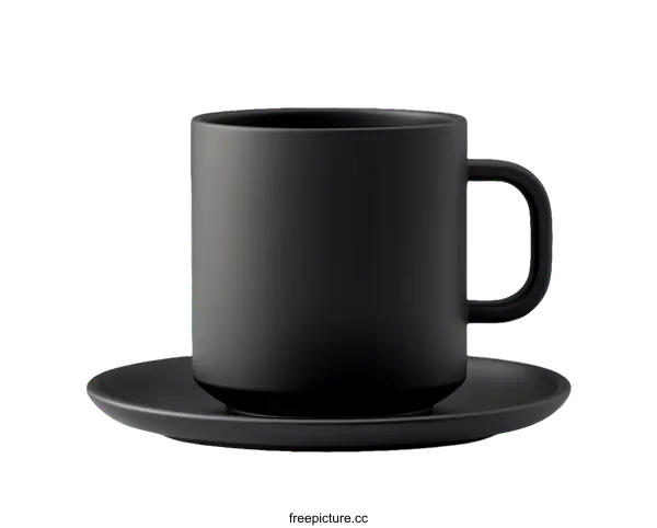 [Transparent Background PNG]Black Coffee Cup and Saucer Illustration