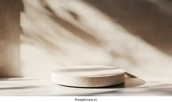 Beige Round Display Podium in Sunlight