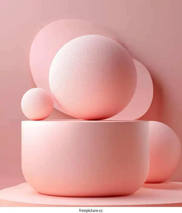 Abstract Pink Geometric Shapes Composition