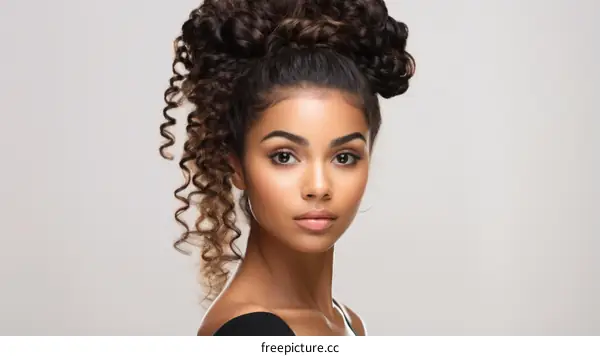portrait of a beautiful young woman with curly hair