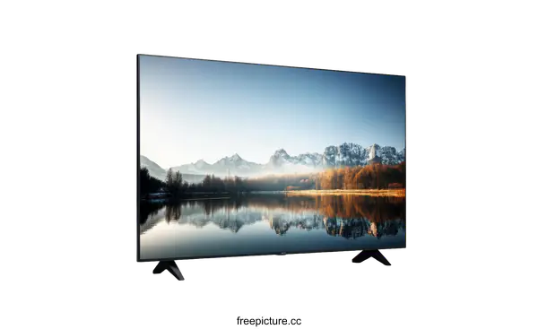 [Transparent Background PNG]Modern Flat Screen TV Displaying Scenic Landscape