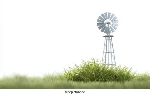 Vintage Windmill in a Lush Green Field