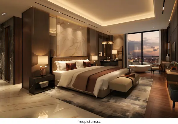 The interior of a luxury hotel room