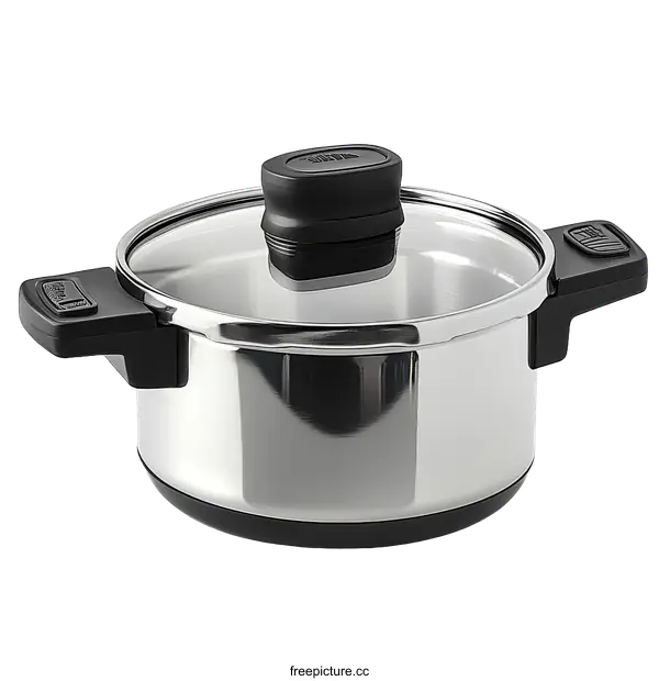 [Transparent Background PNG]Stainless Steel Pressure Cooker with Glass Lid