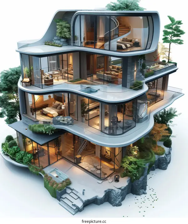 Modern Architectural Design of a Luxurious Multi-story House