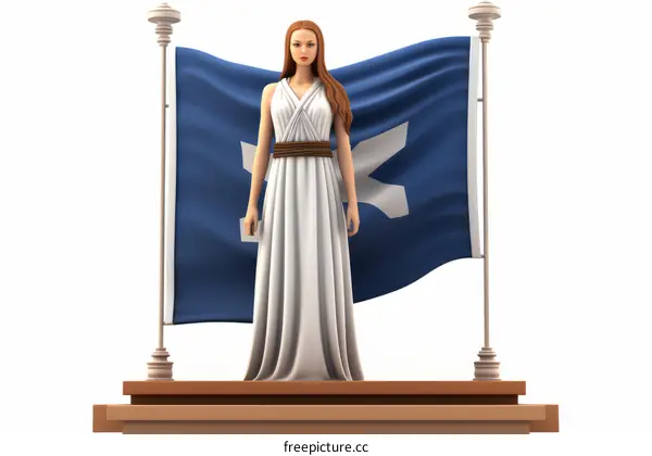 Statue of a Woman Holding a Flag