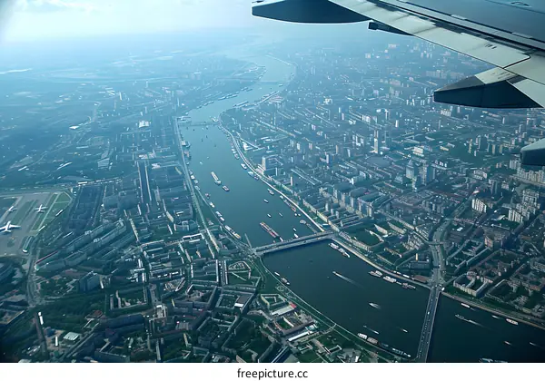 An aerial view of the city of Rotterdam, Netherlands