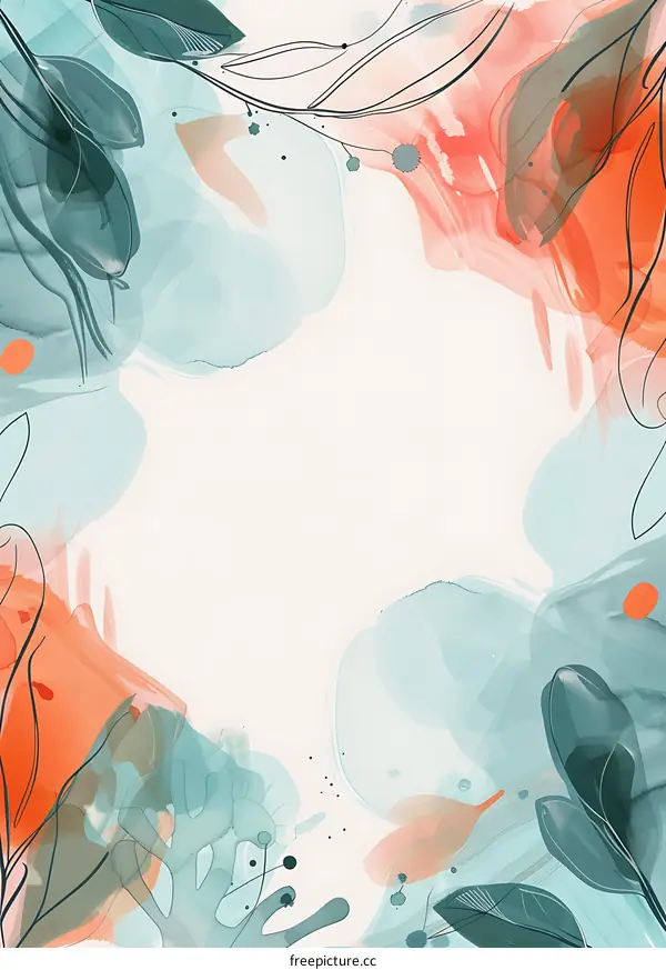 Abstract Watercolor Background With Blue And Orange Color