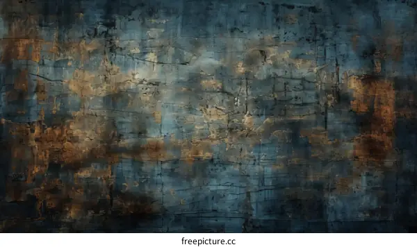 Abstract Blue and Gold Painting