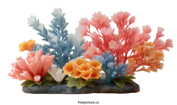 [Transparent Background PNG]Colorful Artificial Coral Reef Aquarium Decoration