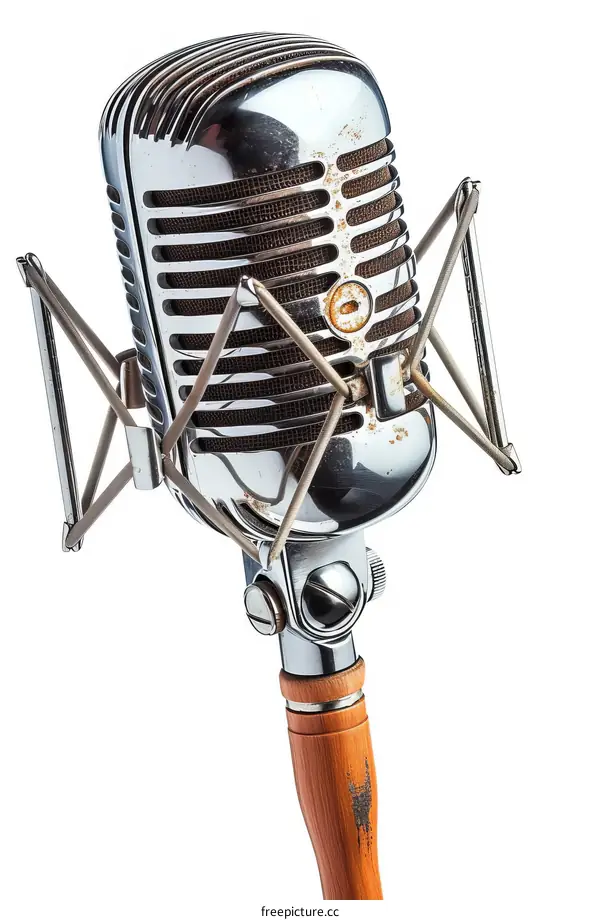 Retro microphone isolated on white background