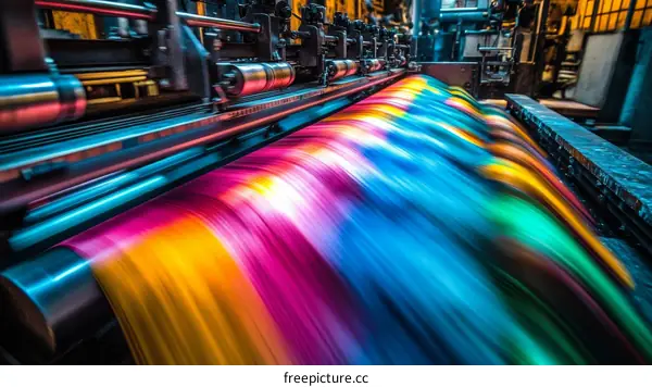 Colorful Printing Machine in Action