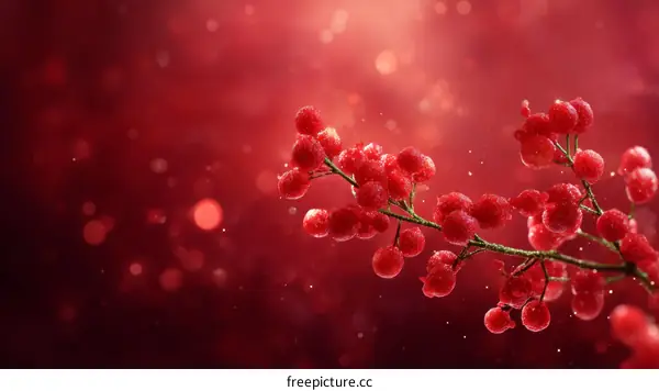 Red Berries Branch with Bokeh Background