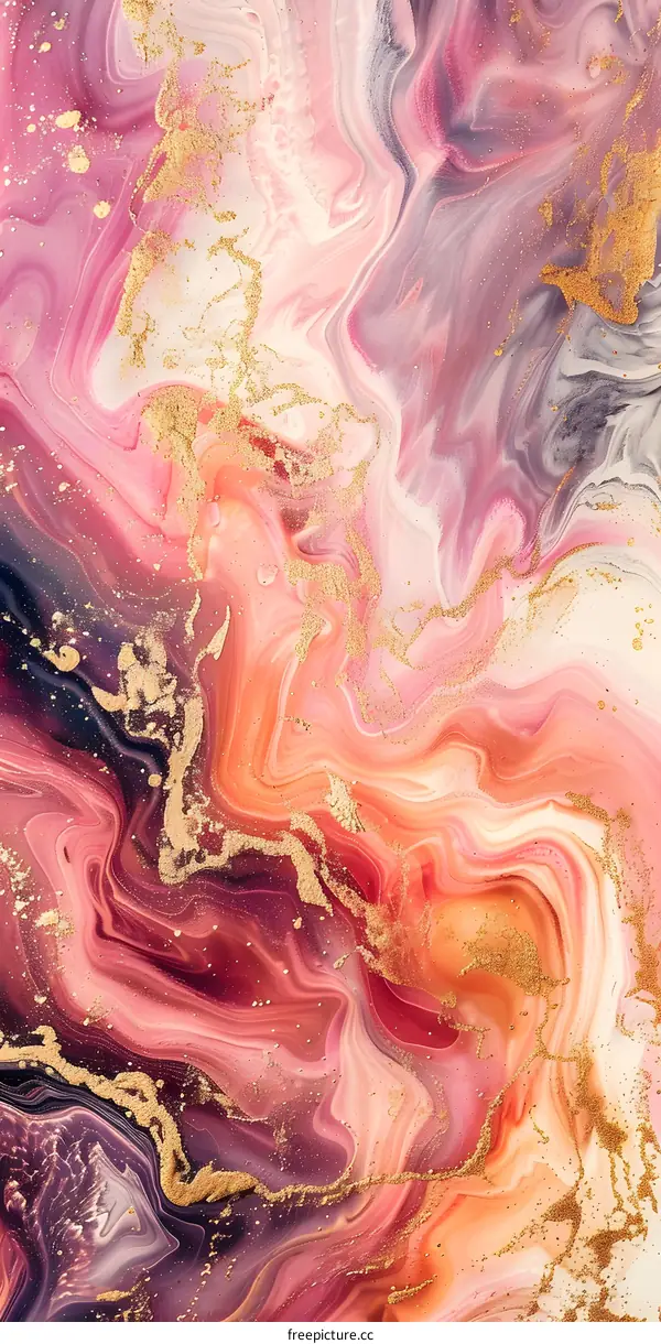 Abstract Pink and Gold Swirl Background