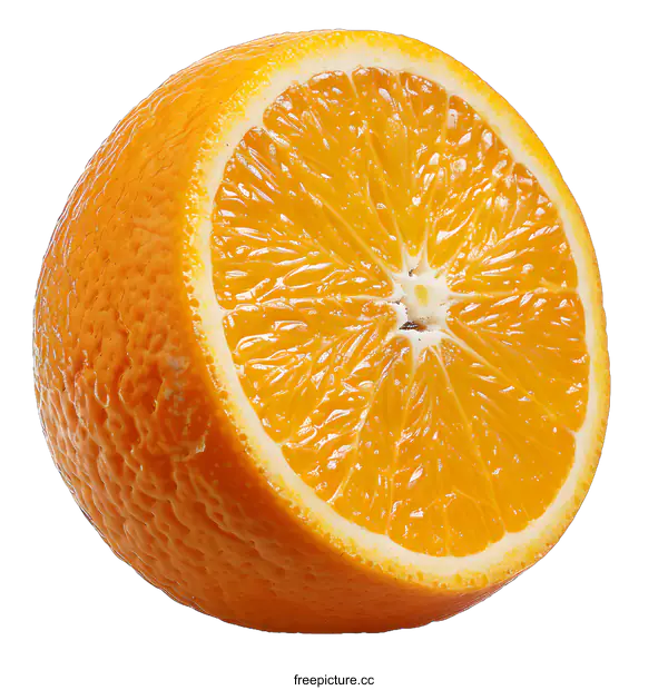 [Transparent Background PNG]Fresh orange fruit cut in half