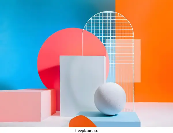 Abstract Geometric Shapes and Colors on a White Background