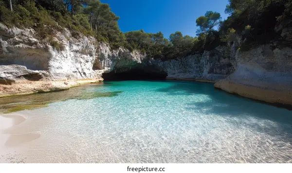 Crystal Clear Beach Cove with Caves