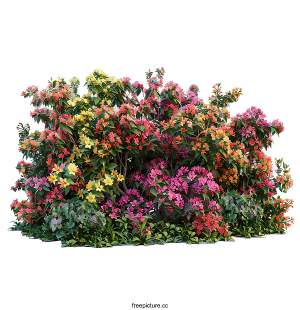 [Transparent Background PNG]Colorful Flower Bed on White Background