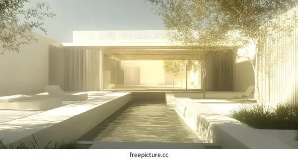 Modern Minimalist Architecture Poolside Relaxation