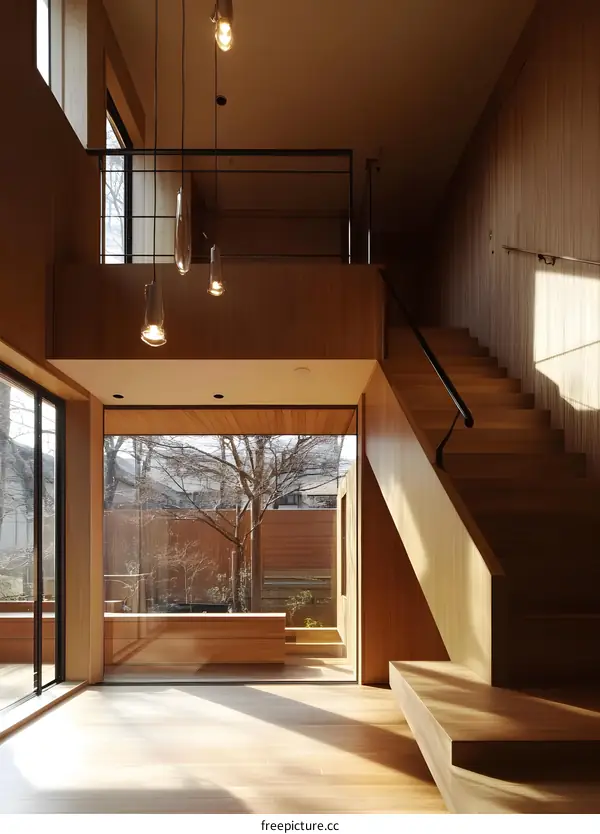Modern Minimalist Wooden Staircase Interior Design