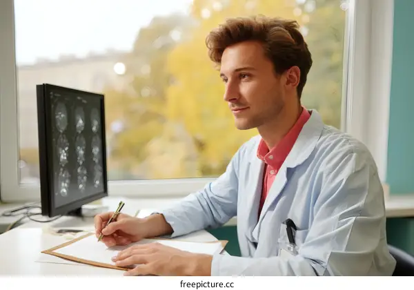 Medical professional reviewing patient records