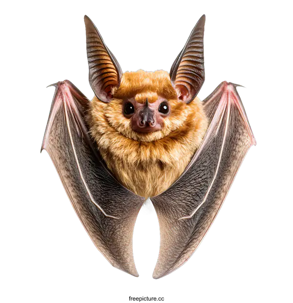 [Transparent Background PNG]Brown Bat with Large Ears and Wings