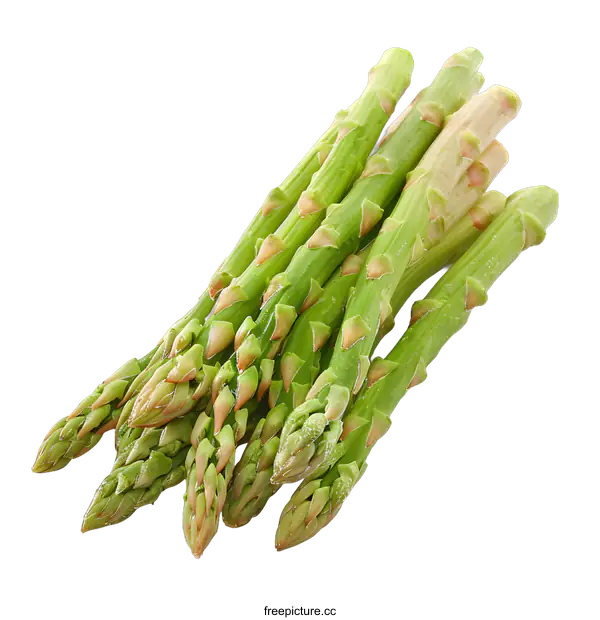 [Transparent Background PNG]Fresh Asparagus Spears on White Background